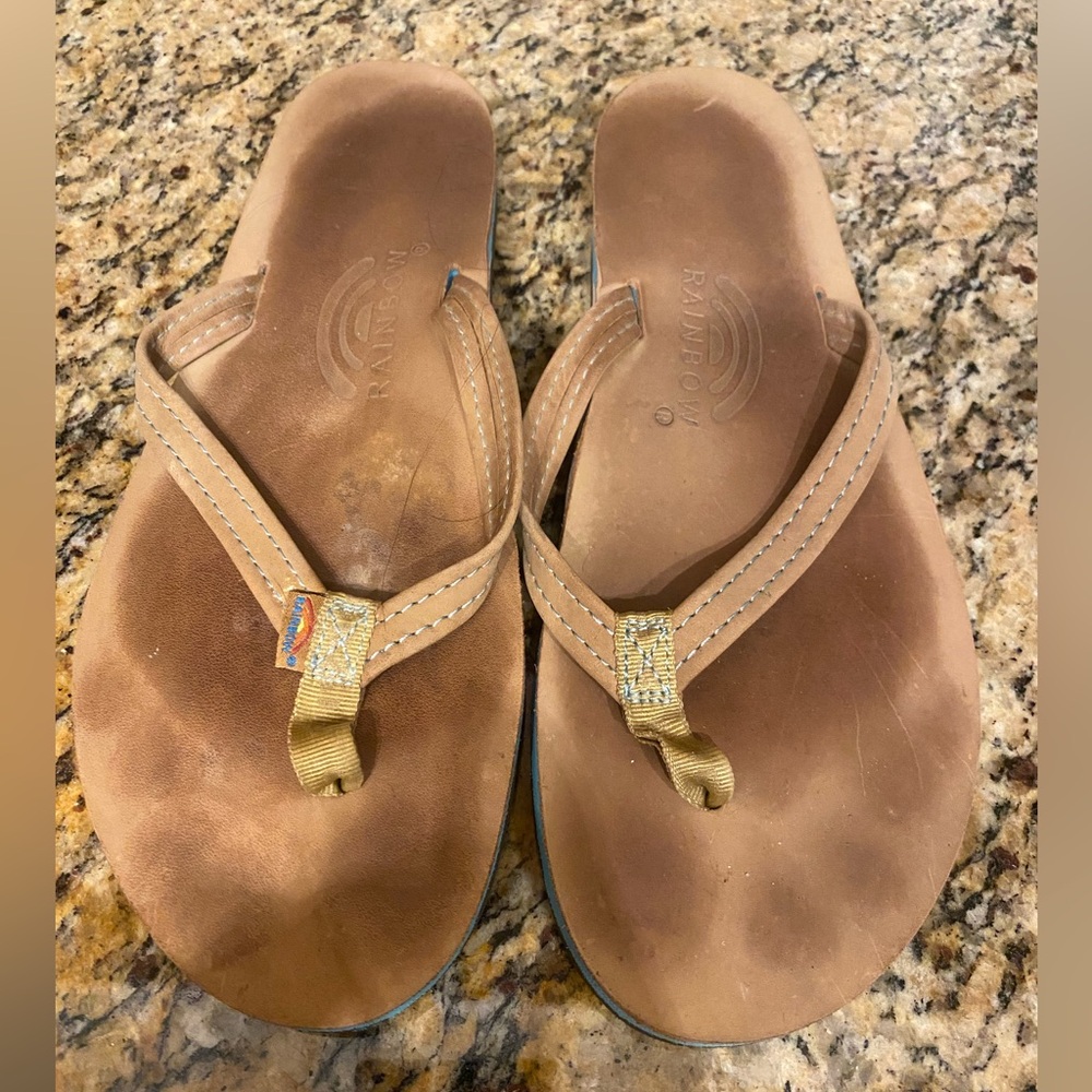 Rainbow flip flops